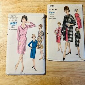 Vogue patterns set of 2 from the 1960’s  5751 & 5776
1 is partially cut 1 is not